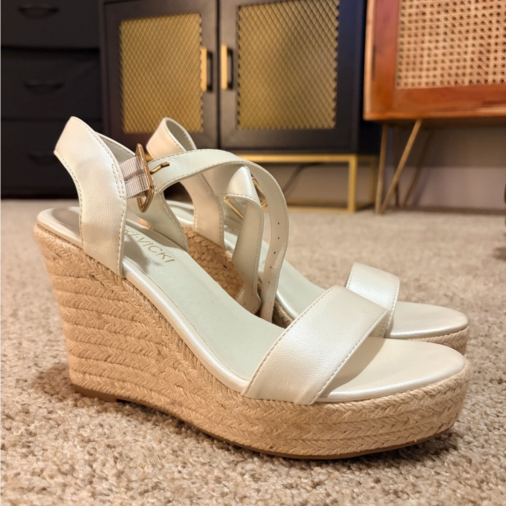 VICKI Platform Wedge Sandals Open Toe Ankle Strap Braided Jute Wedge Espadrille - Picture 3 of 9